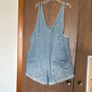 We The Free Light Blue Denim Romper